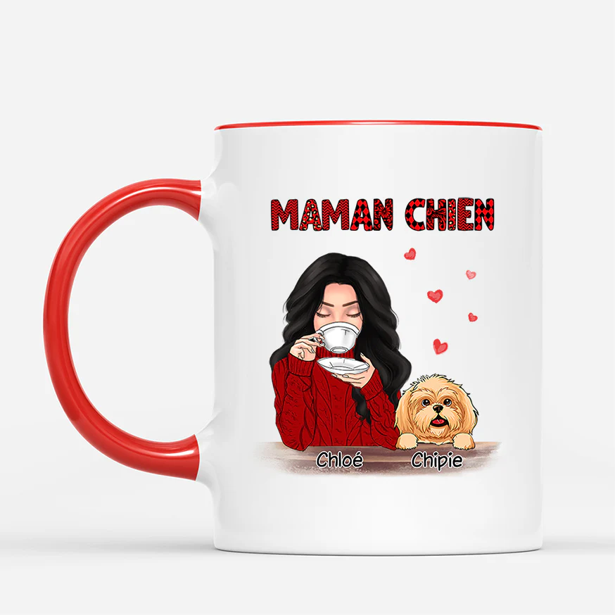 Mug Personnalisé Pour Maman | Maman Chien Mot Rouge - Image 2