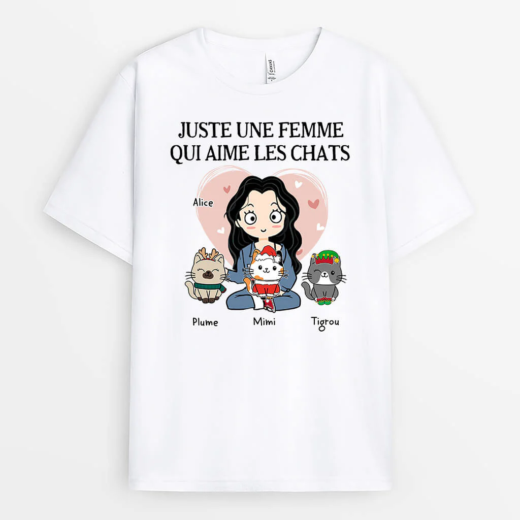 Tee Shirt Personnalisé Femme – Juste Une Fille Qui Aime Les Chats