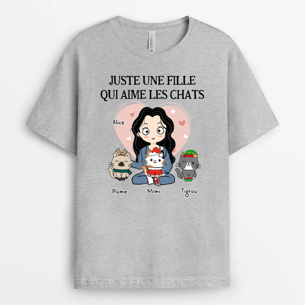 Tee Shirt Personnalisé Femme – Juste Une Fille Qui Aime Les Chats - Image 2