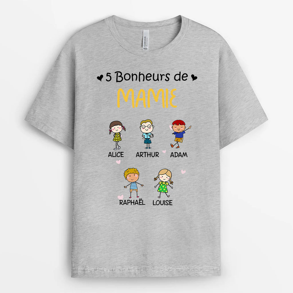Tee Shirt Personnalisé Mamie - Les Bonheurs de Mamie/Maman