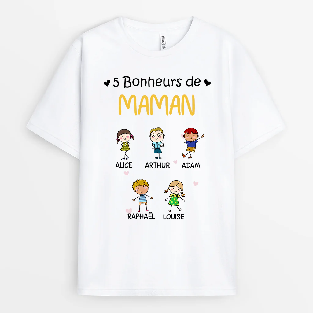 Tee Shirt Personnalisé Mamie - Les Bonheurs de Mamie/Maman - Image 2
