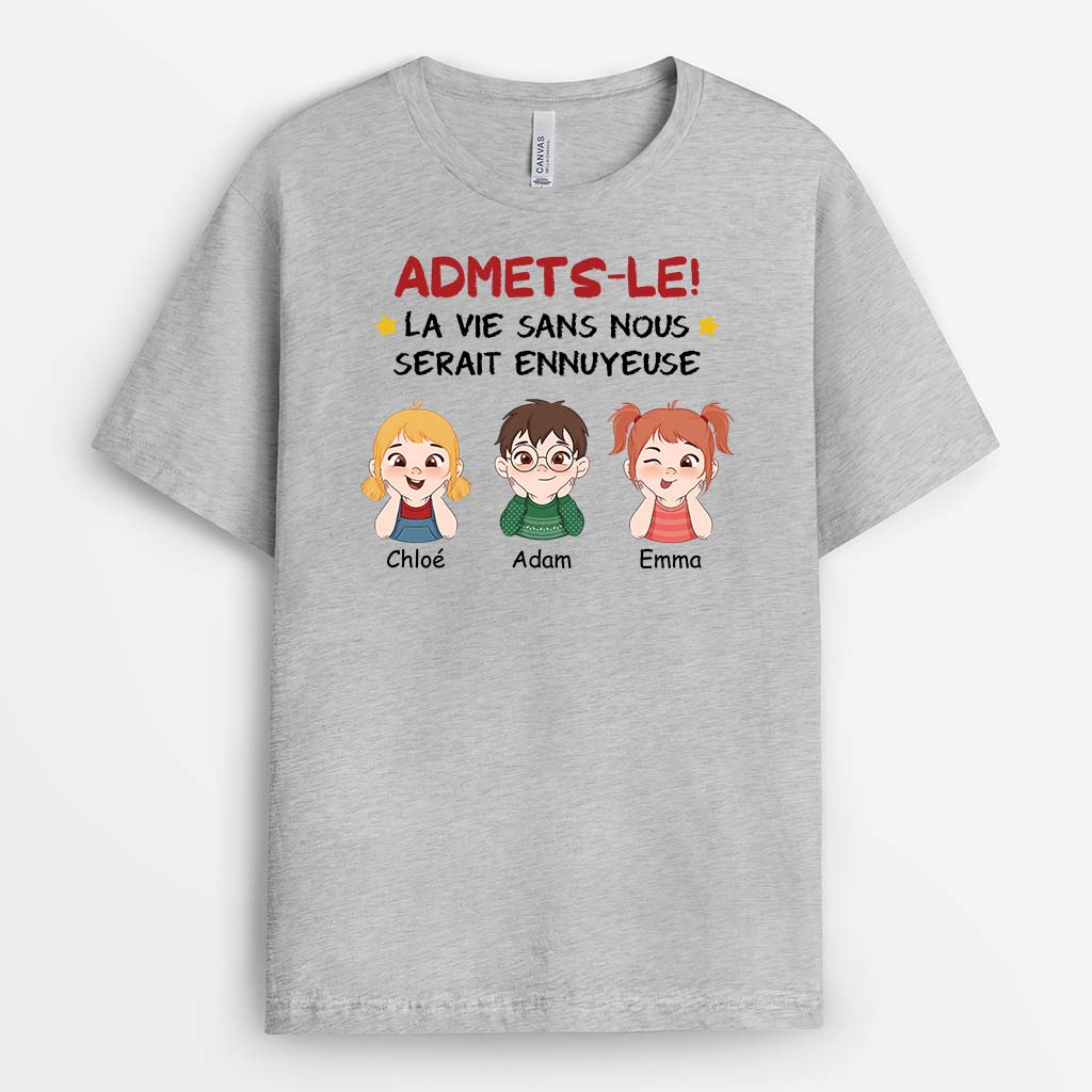 Tee shirt personnalisé pour papa – La vie serait ennuyeuse sans nous - Image 2