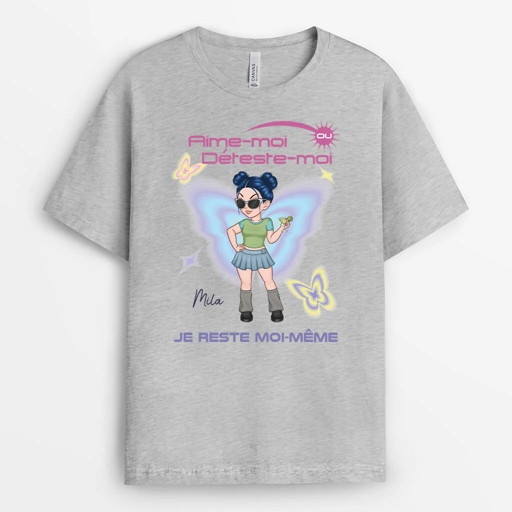 Tee Shirt Personnalisé Femme – Aime-Moi Ou Déteste-Moi - Image 2