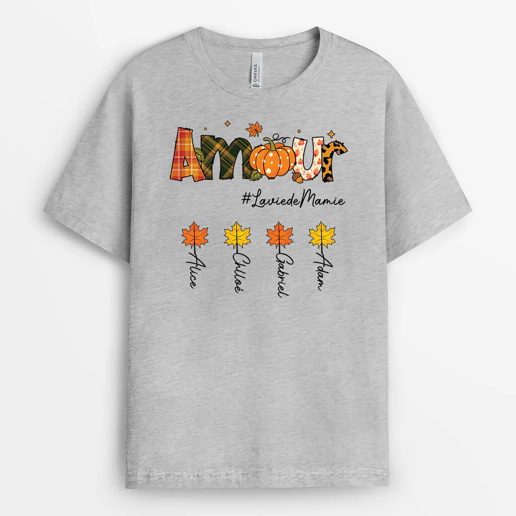 Amour #Laviedemamie Version Citrouilles - T-shirt Personnalisé Mamie