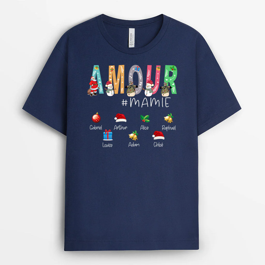 Cadeau de Noël Personnalisé - T-shirt Amour Mamie/Maman