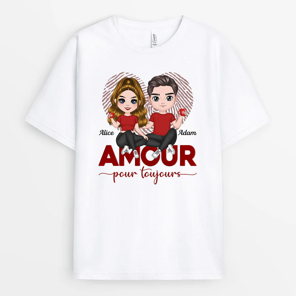 T-shirt personnalisé couple – Amour pour toujours