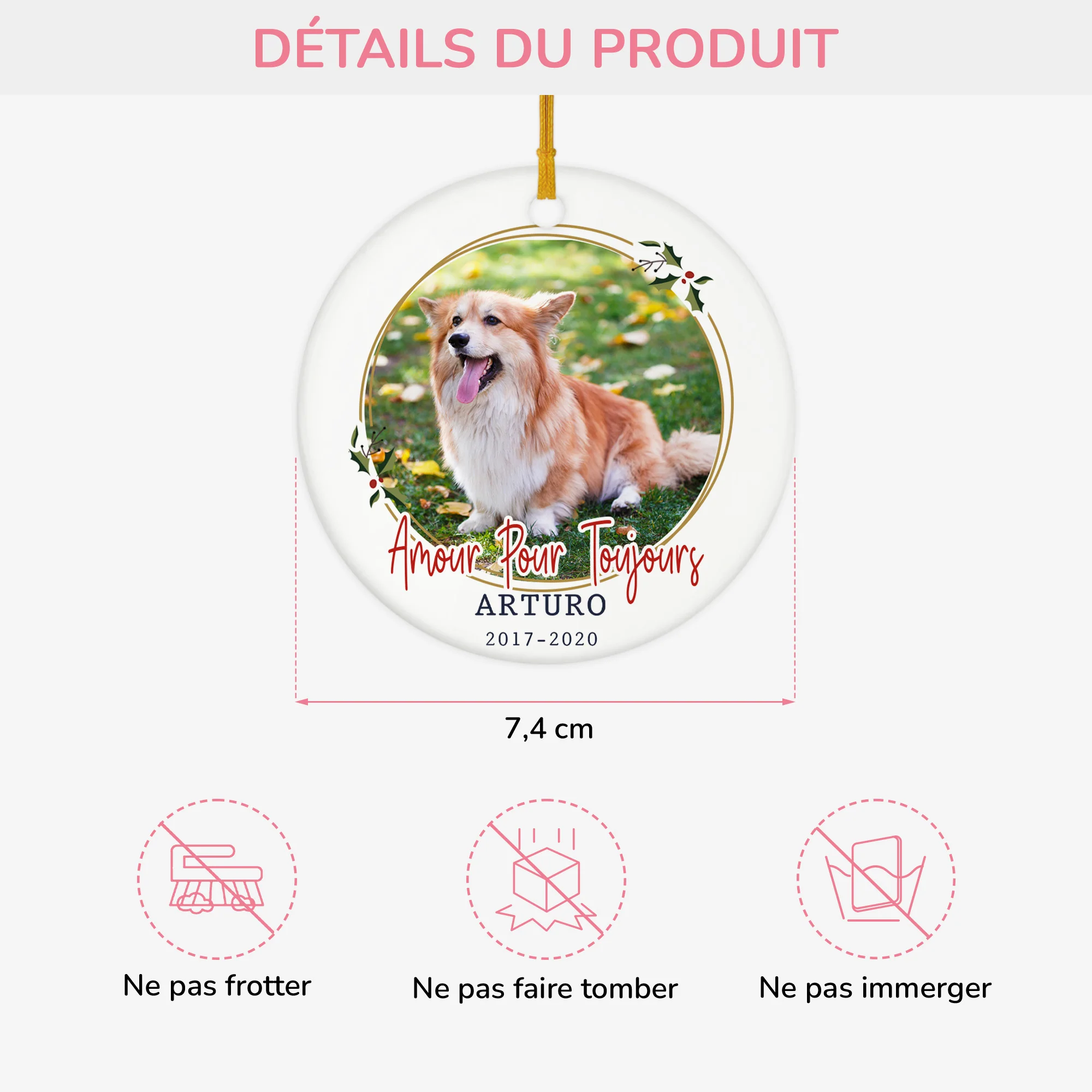 Cadeau De Noël Personnalisé – Ornement Commémoratif Amoureux Des Chiens - Image 3