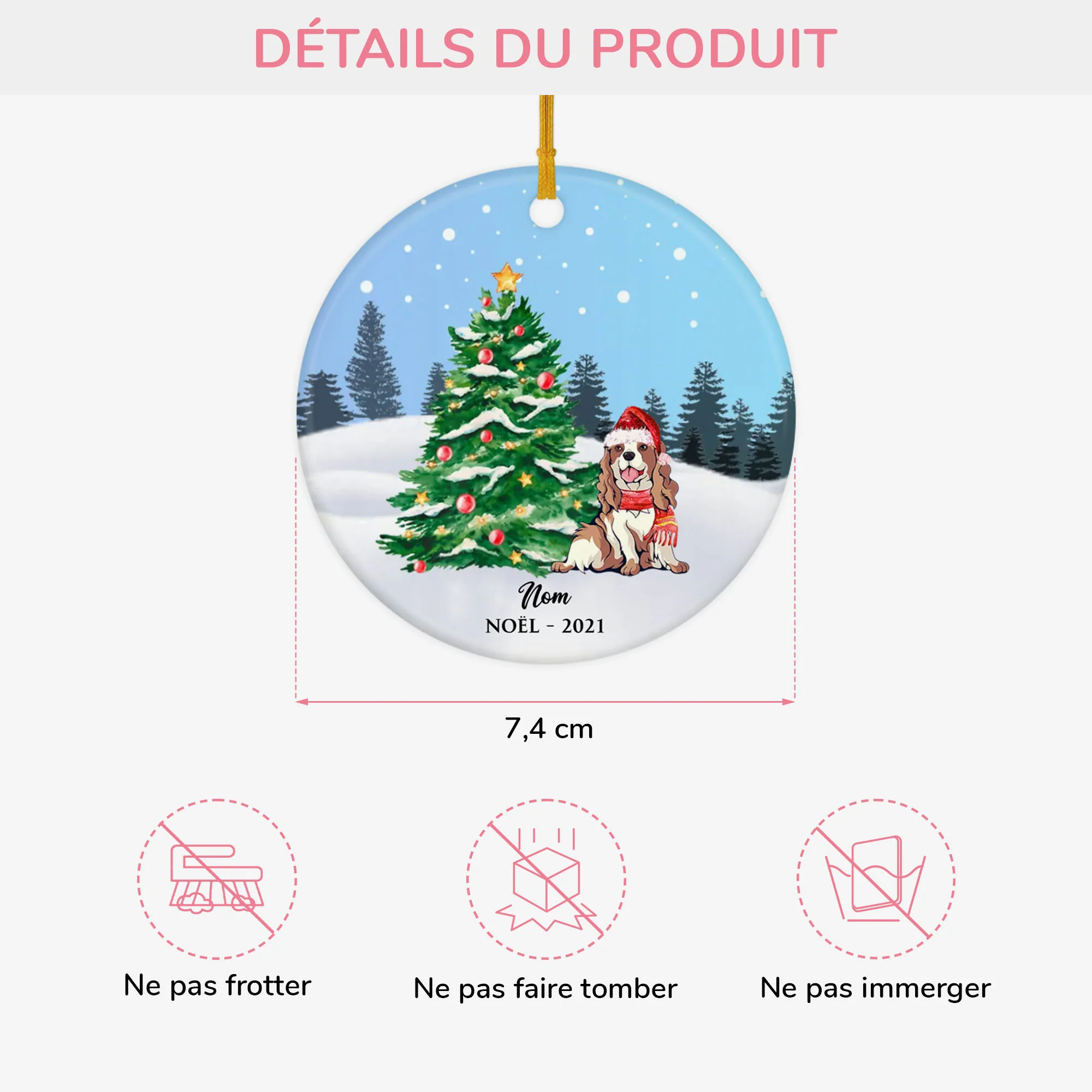 Ornement de Noël Chien Personnalisé - Image 3
