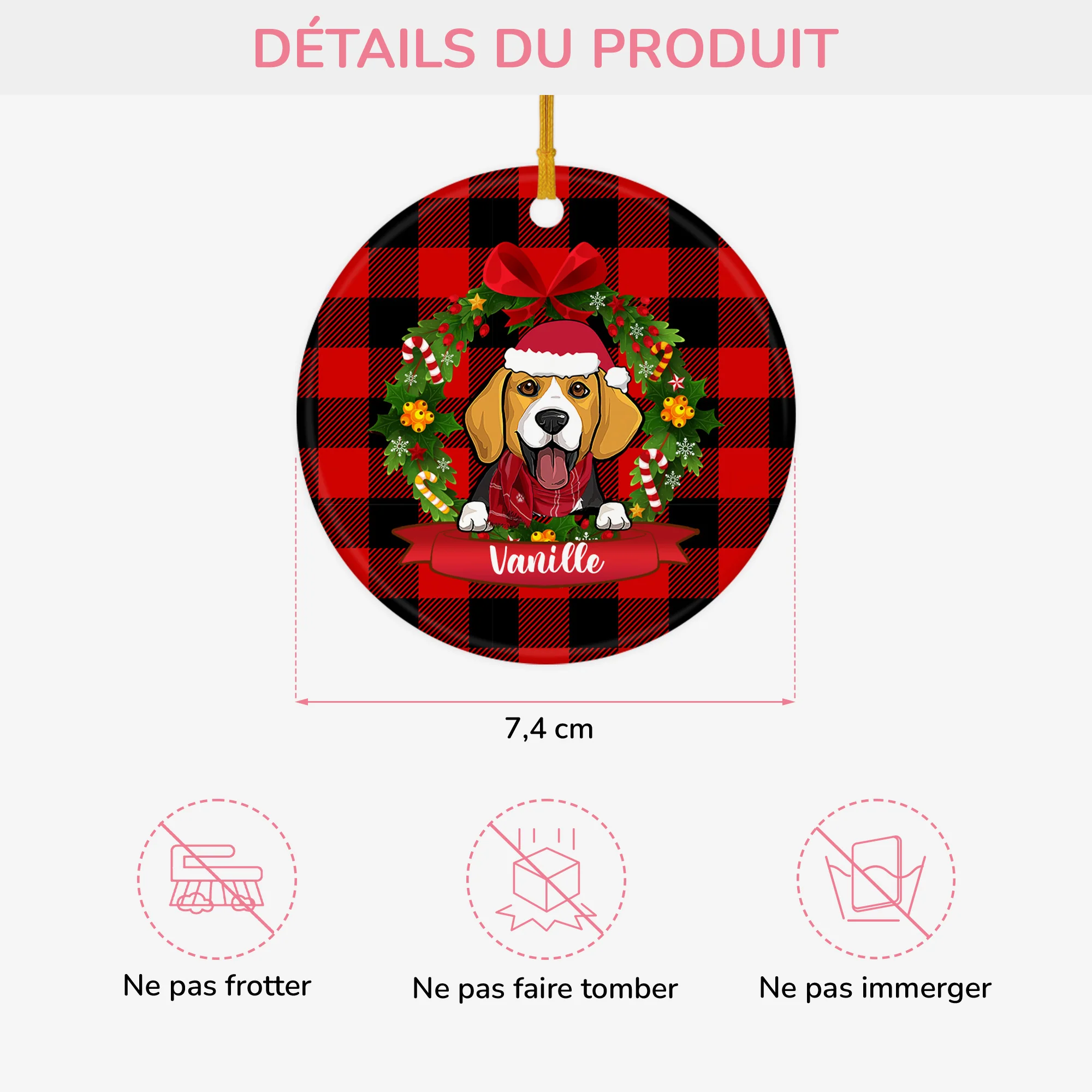 Ornement Amoureux Des Chiens À Carreaux Personnalisé - Image 3