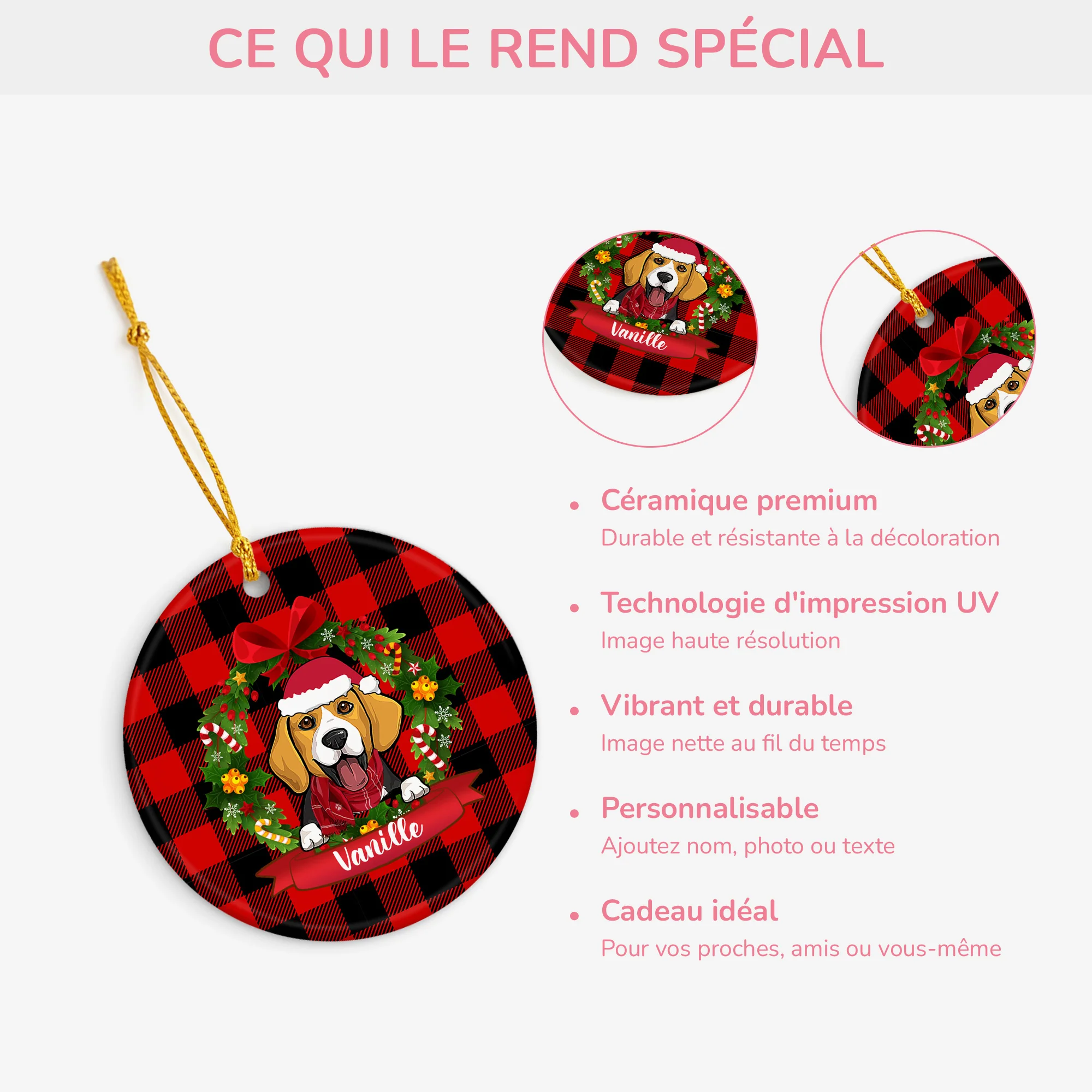 Ornement Amoureux Des Chiens À Carreaux Personnalisé - Image 4