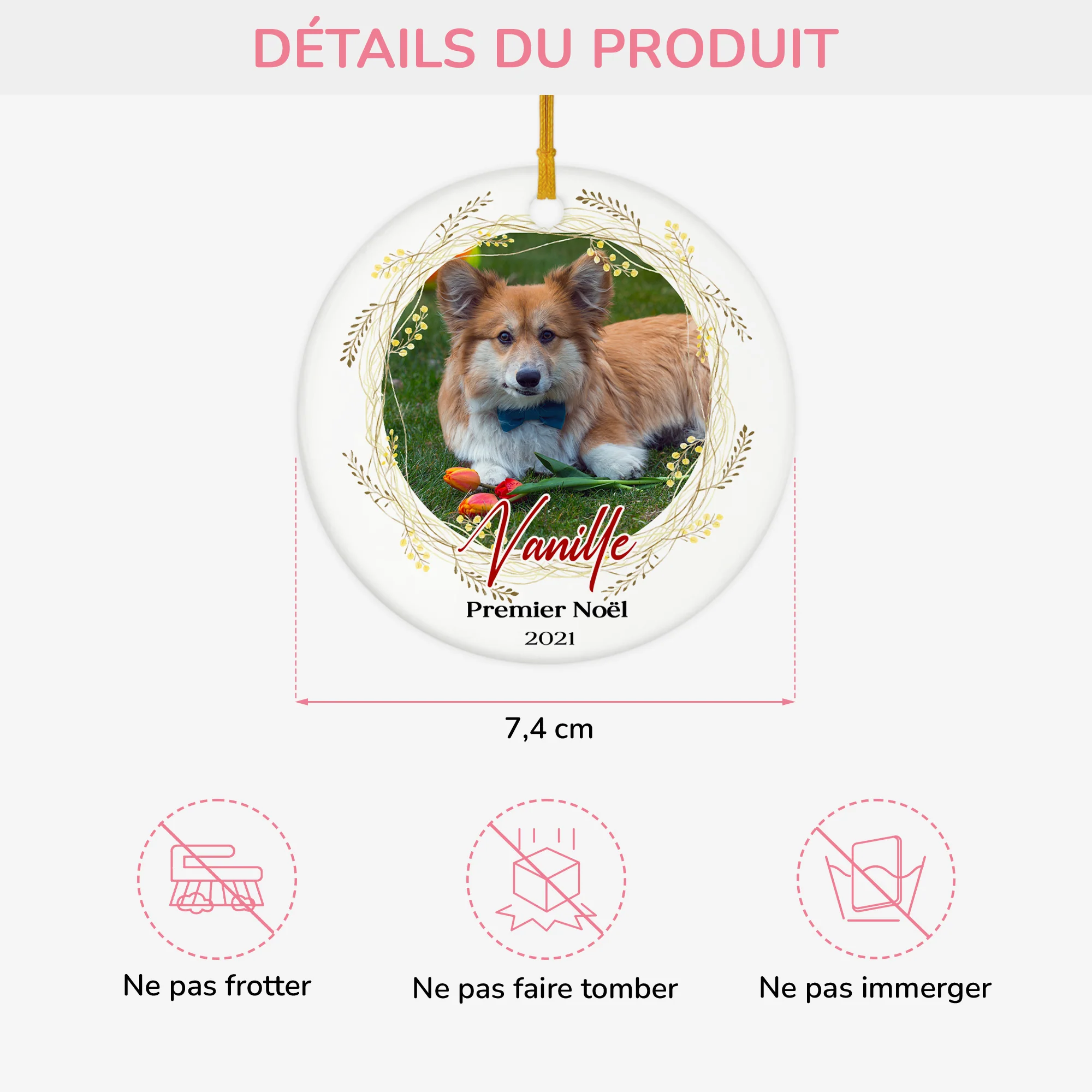 Ornement Premier Noël de Chien Amoureux des chiens Personnalisé - Image 3