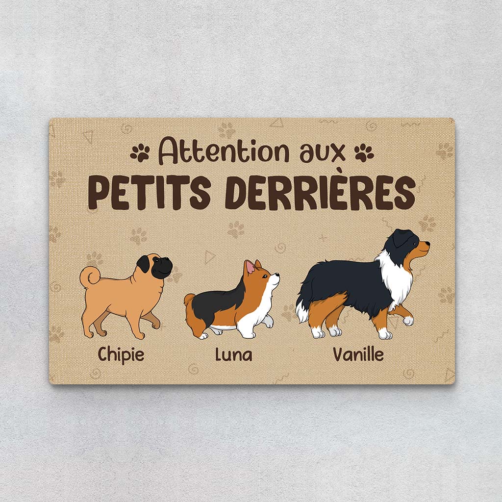 Paillasson Personnalisé Photo Chien – Attention aux Petits Derrières