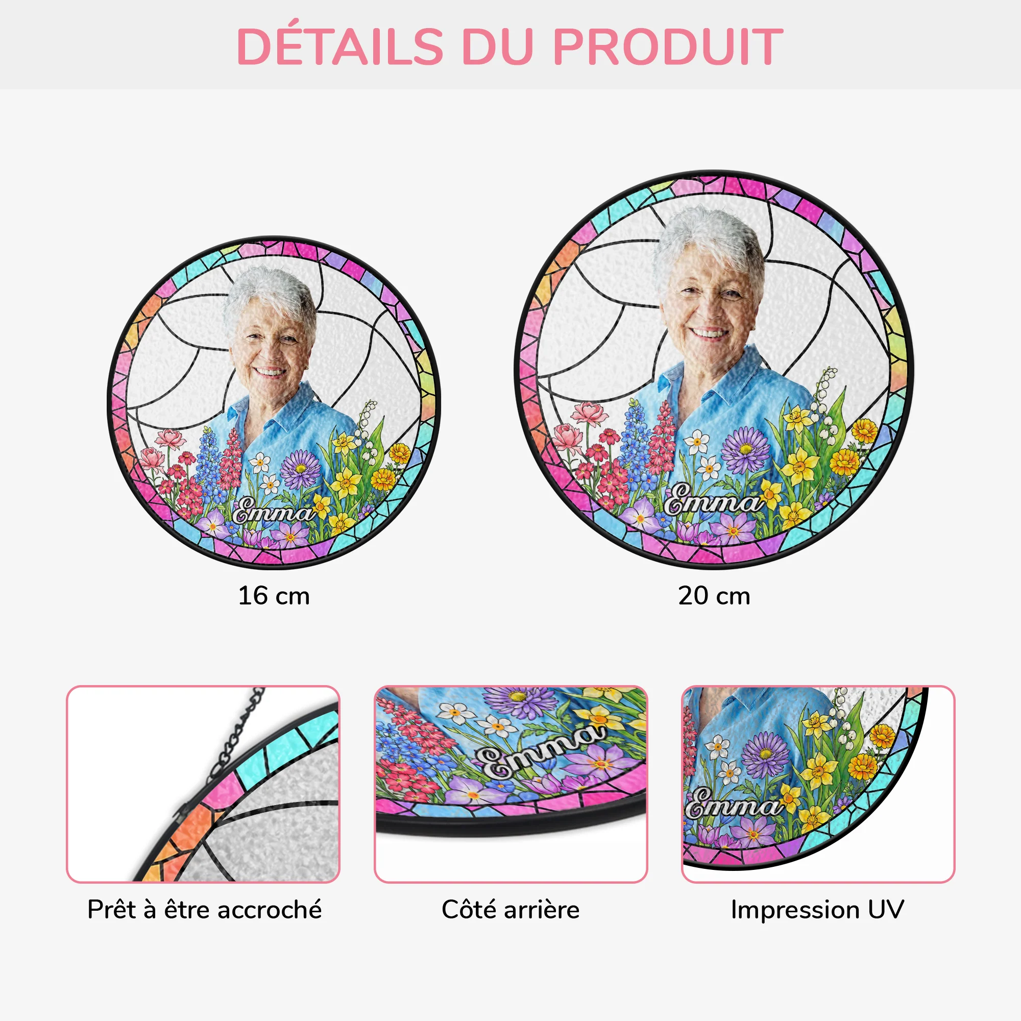 Attrape-soleil En Verre Personnalisé Avec Photo - Souvenir De Maman/Papa - Image 3