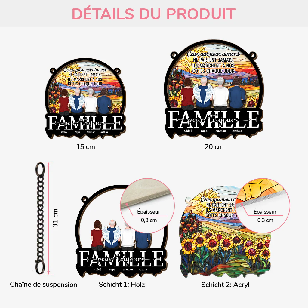 Attrape-soleil Personnalisé En Acrylique Commémoratif Pour Famille - Maman Papa À Nos Côtés - Image 3