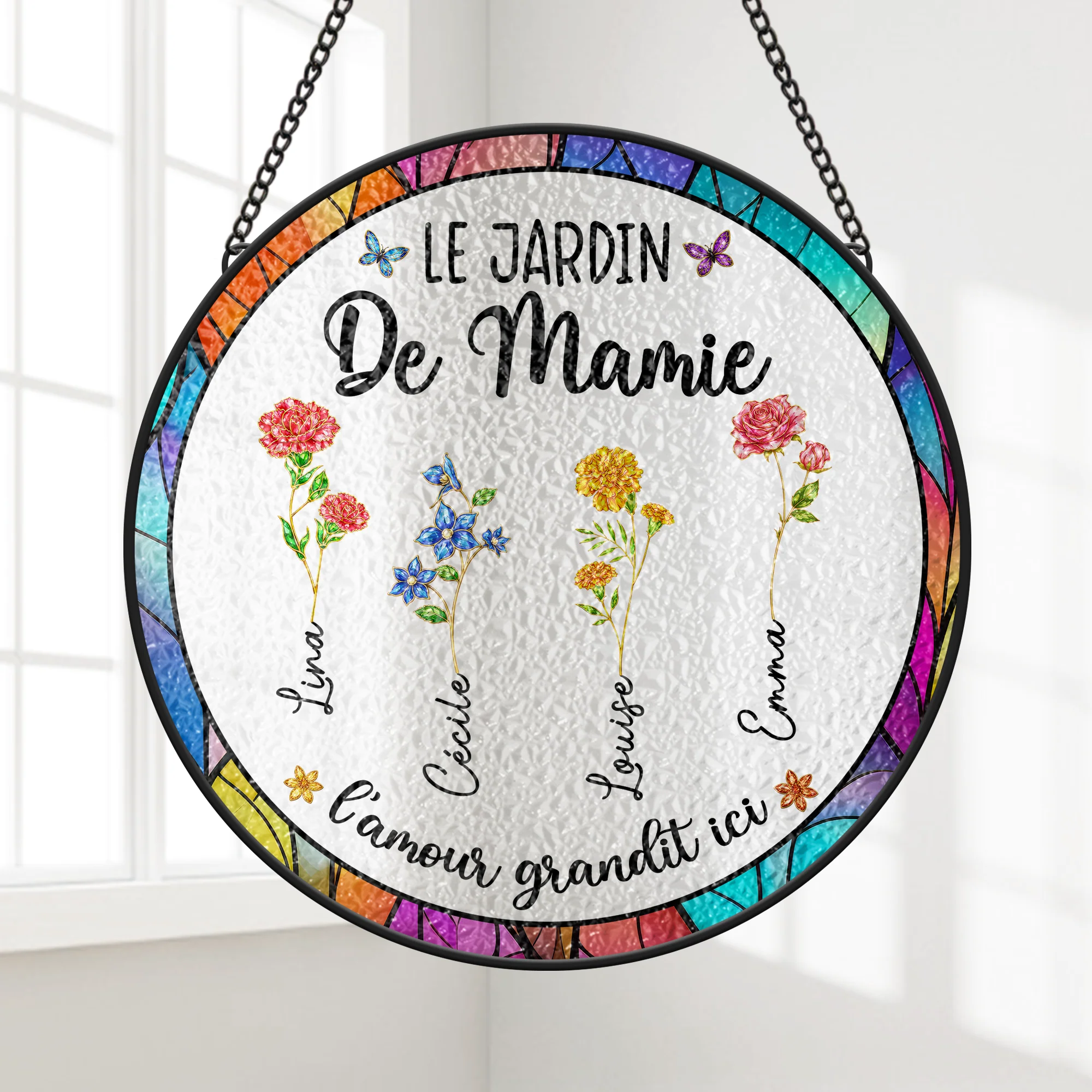 Cadeau Personnalisé Mamie - Attrape-soleil En Verre - Le Jardin De Maman Mamie