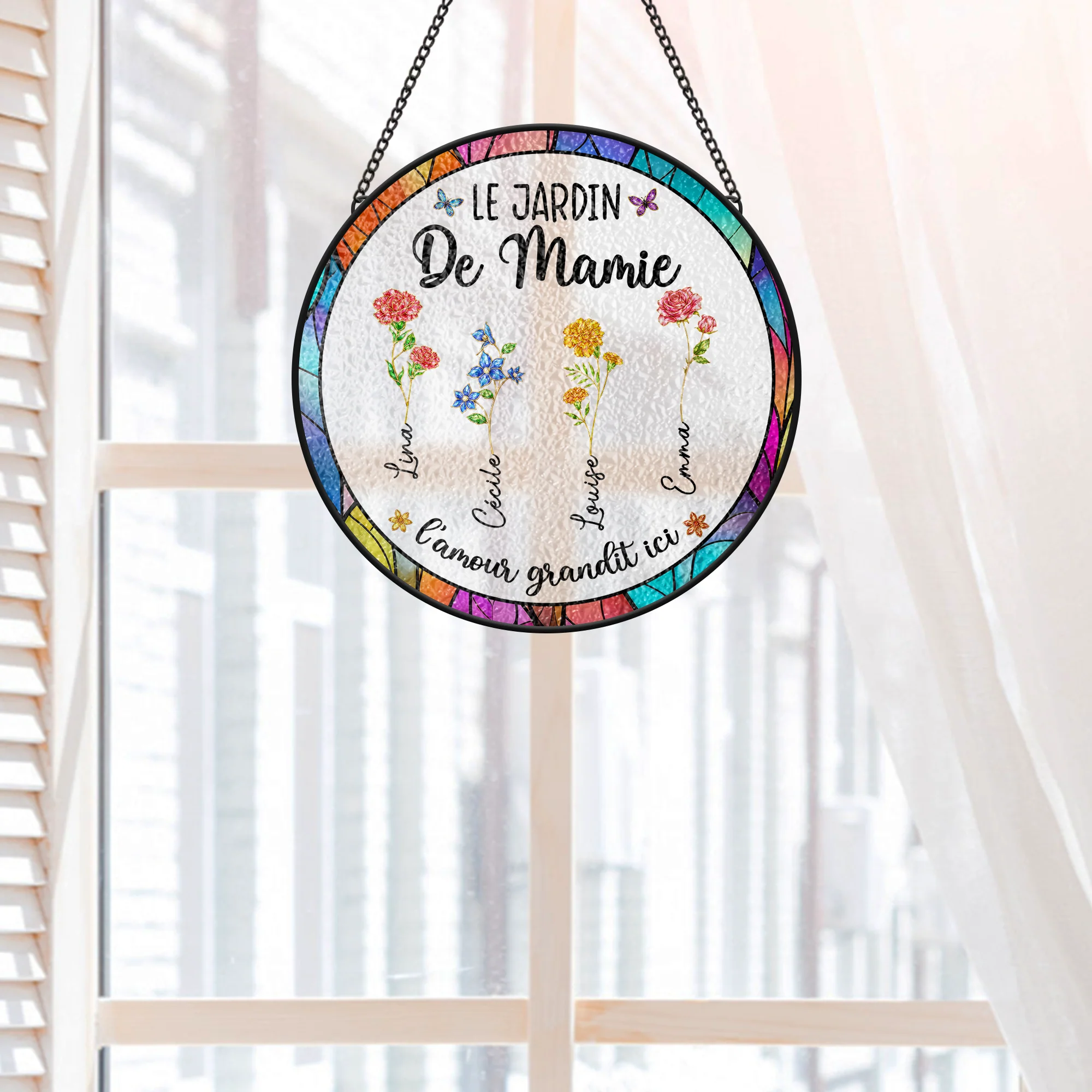 Cadeau Personnalisé Mamie - Attrape-soleil En Verre - Le Jardin De Maman Mamie - Image 2