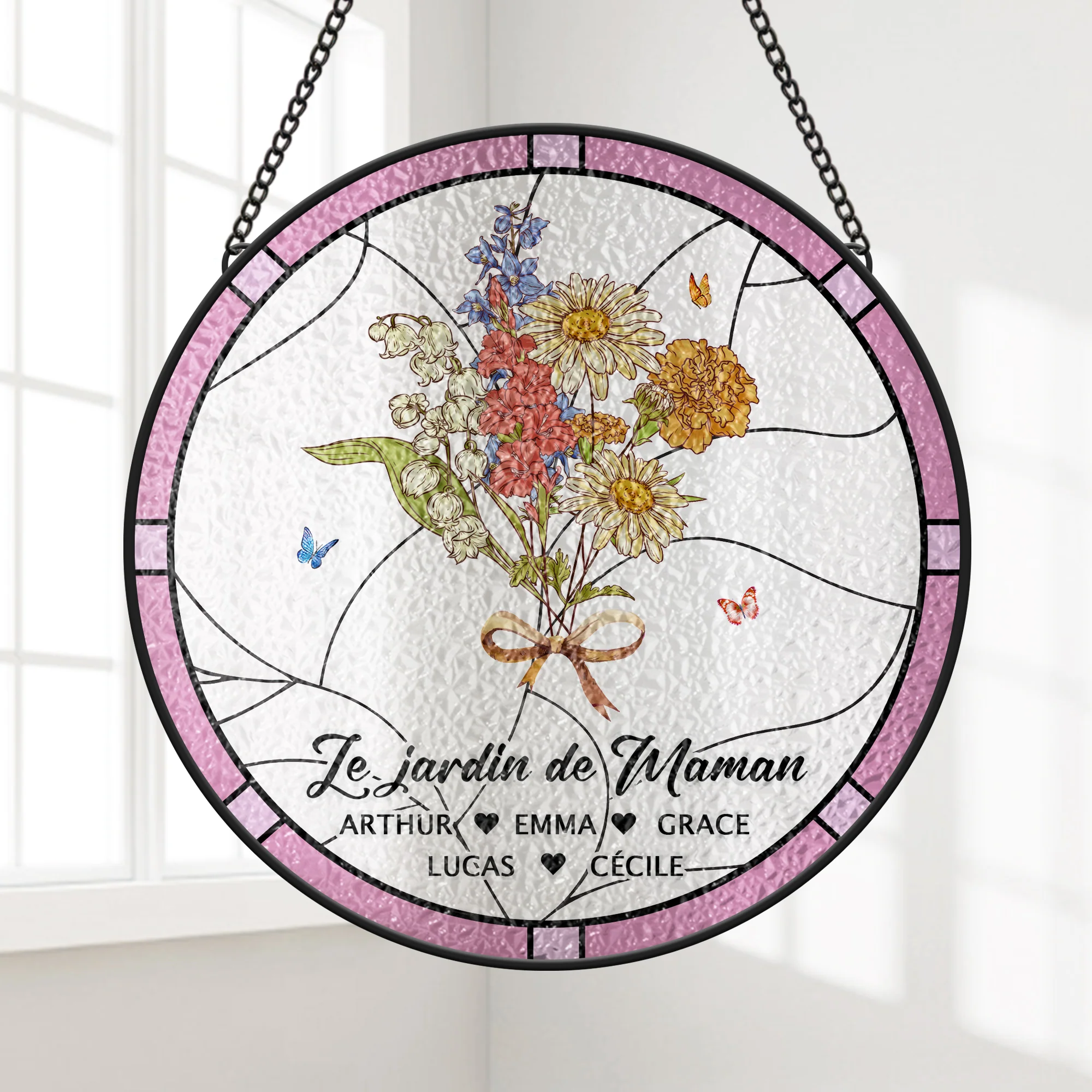 Attrape-soleil Personnalisé En Verre - Beau Jardin De Mamie Maman