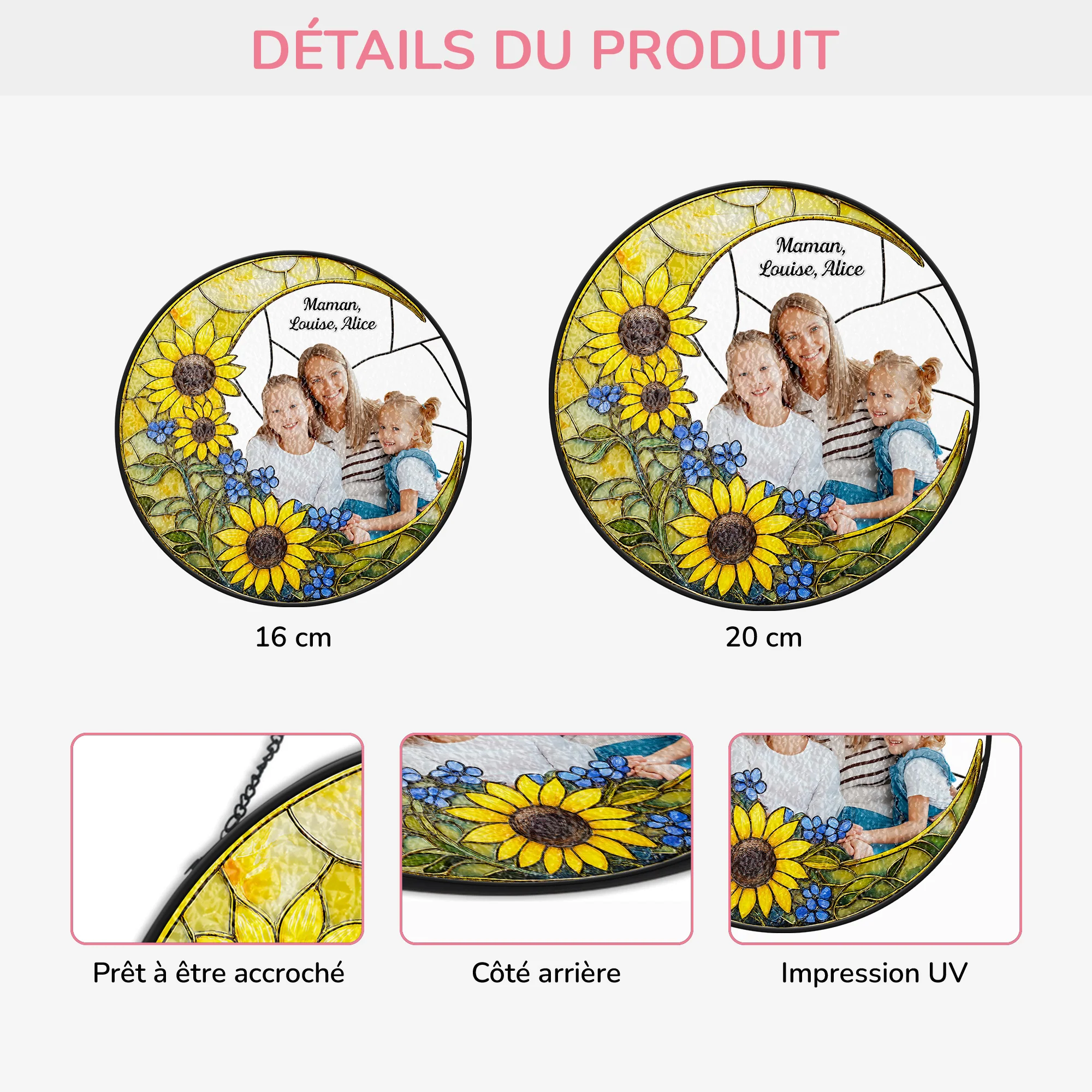 Attrape-soleil Personnalisé En Verre Avec Photo - La Lune De Mamie/Maman - Image 3