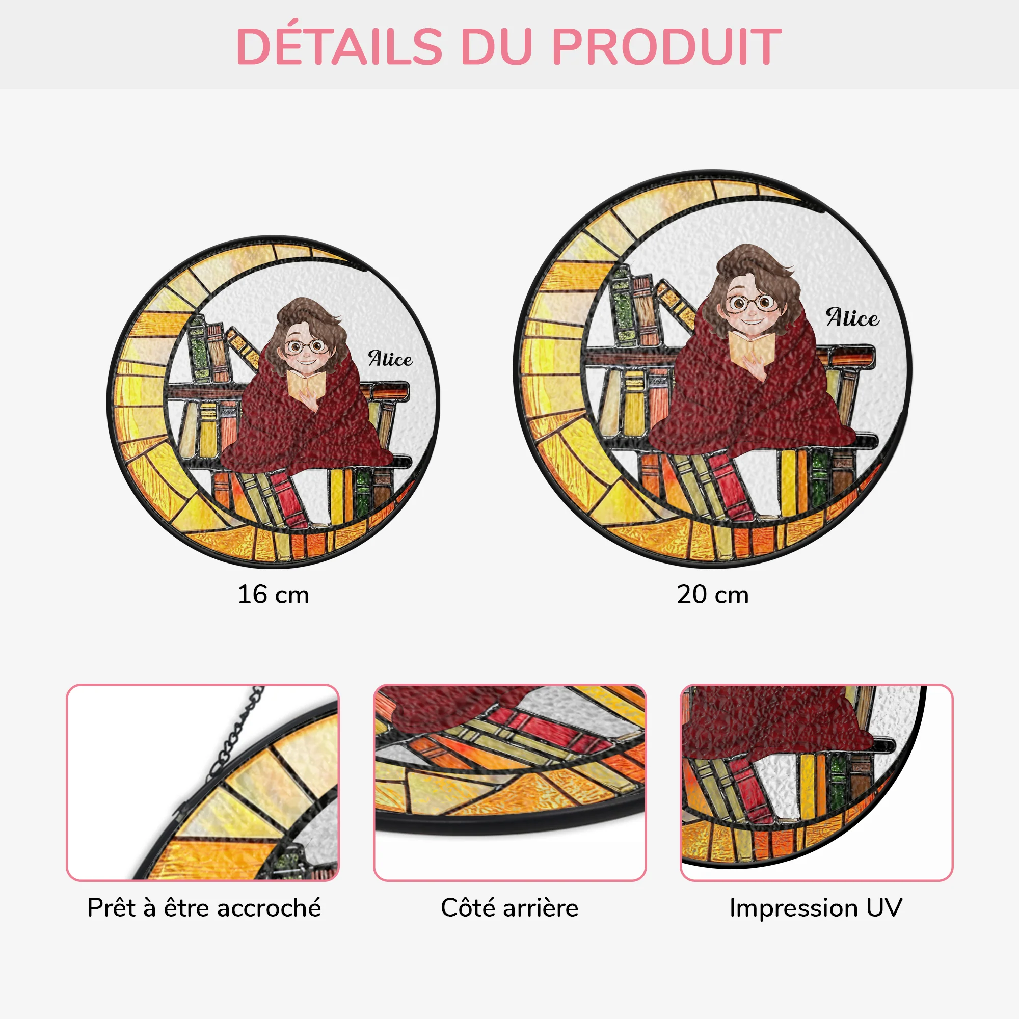 Attrape-soleil Personnalisé En Verre Pour Femme/Homme - Cadeau Amoureux Des Livres - Image 3