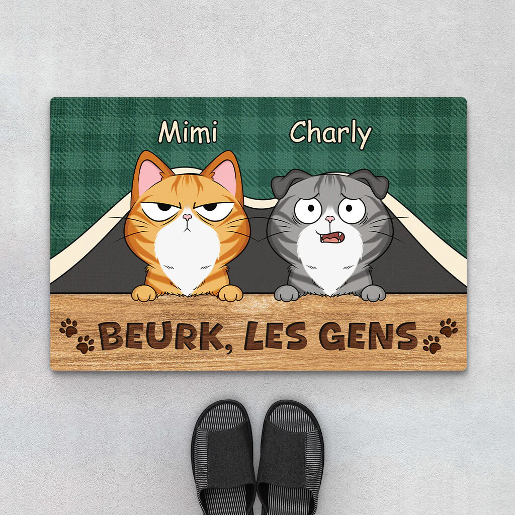 Paillasson Chat Personnalisé - Beurk Les Gens - Chat Espiègle