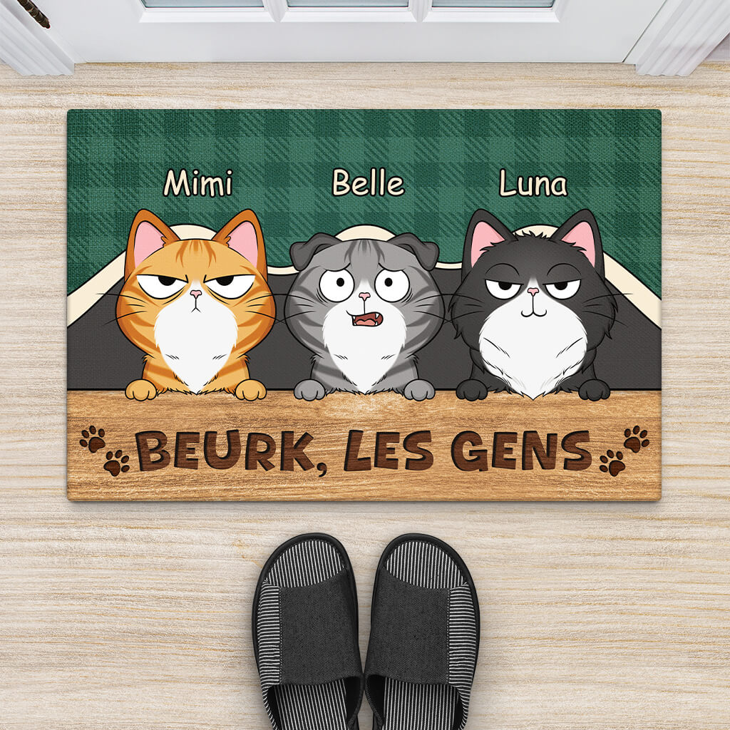 Paillasson Chat Personnalisé - Beurk Les Gens - Chat Espiègle - Image 2