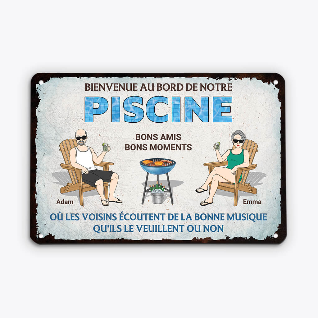 Plaque personnalisée pour maison – Bienvenue au bord de la piscine - Image 2