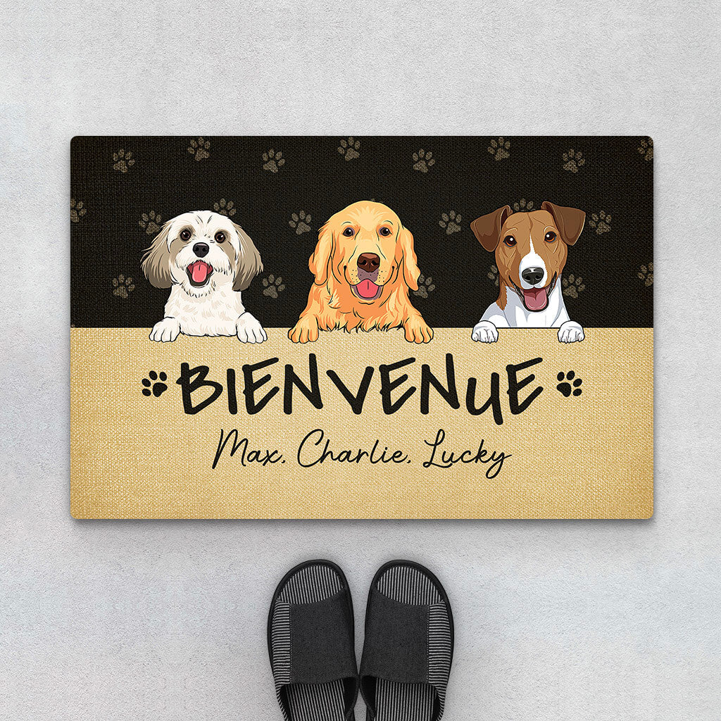 Paillasson Chien Personnalisé – Bienvenue Chez Les Chiens | Version Vintage