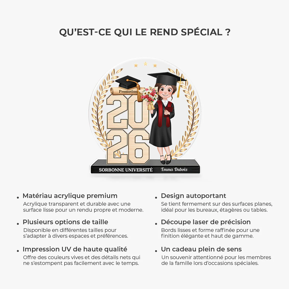 Bloc Acrylique Félicitation Diplôme À Forme Découpée - Cadeau Personnalisé Homme - Image 5