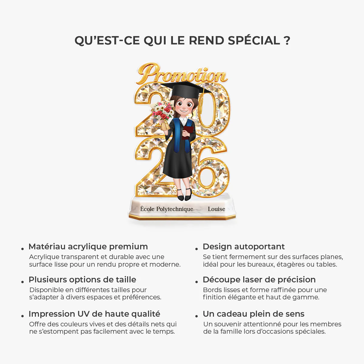 Bloc Acrylique Personnalisé Forme Découpée - Cadeau Remise De Diplôme Homme Et Femme - Image 5