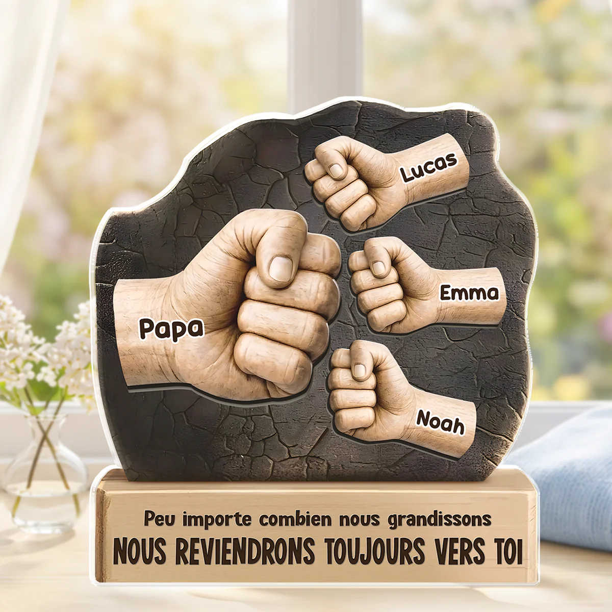 Bloc Acrylique Personnalisé Forme Découpée - Je Reviendrai Toujours Vers Toi Papa Et Papy