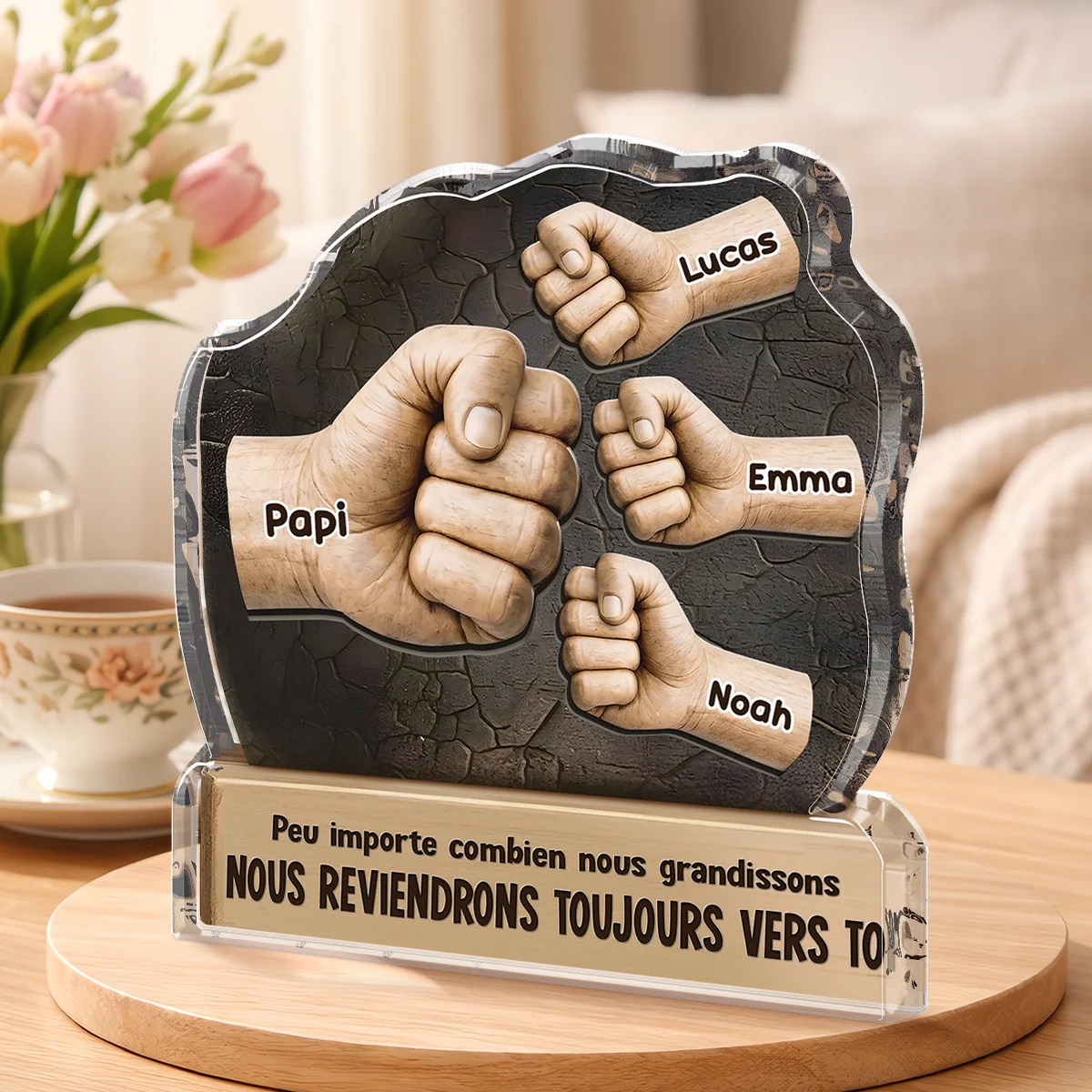 Bloc Acrylique Personnalisé Forme Découpée - Je Reviendrai Toujours Vers Toi Papa Et Papy - Image 2