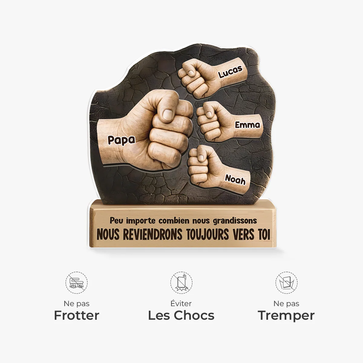 Bloc Acrylique Personnalisé Forme Découpée - Je Reviendrai Toujours Vers Toi Papa Et Papy - Image 4