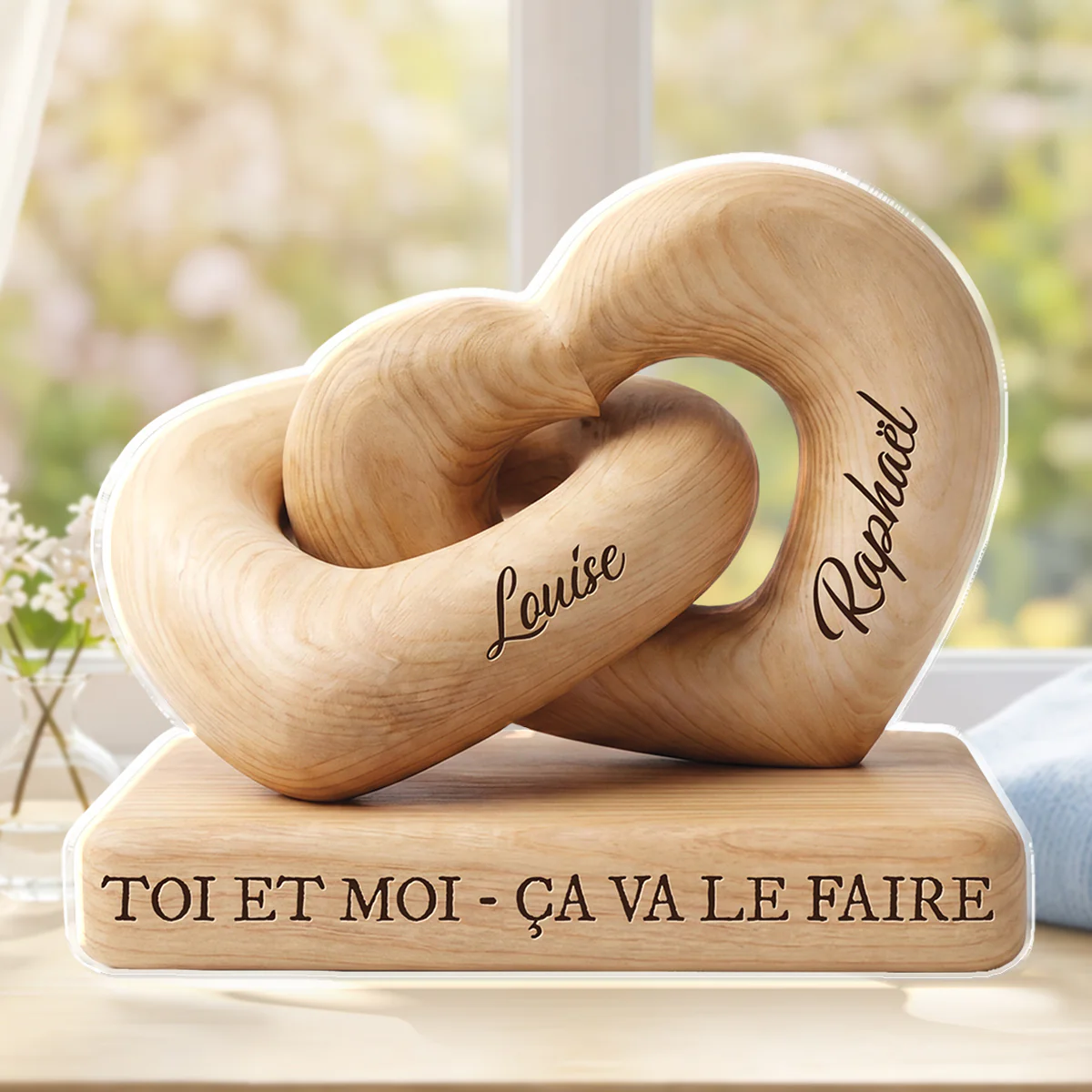 Bloc Acrylique Personnalisé Forme Originale - Cadeau Couple Ensemble Avec Prénom