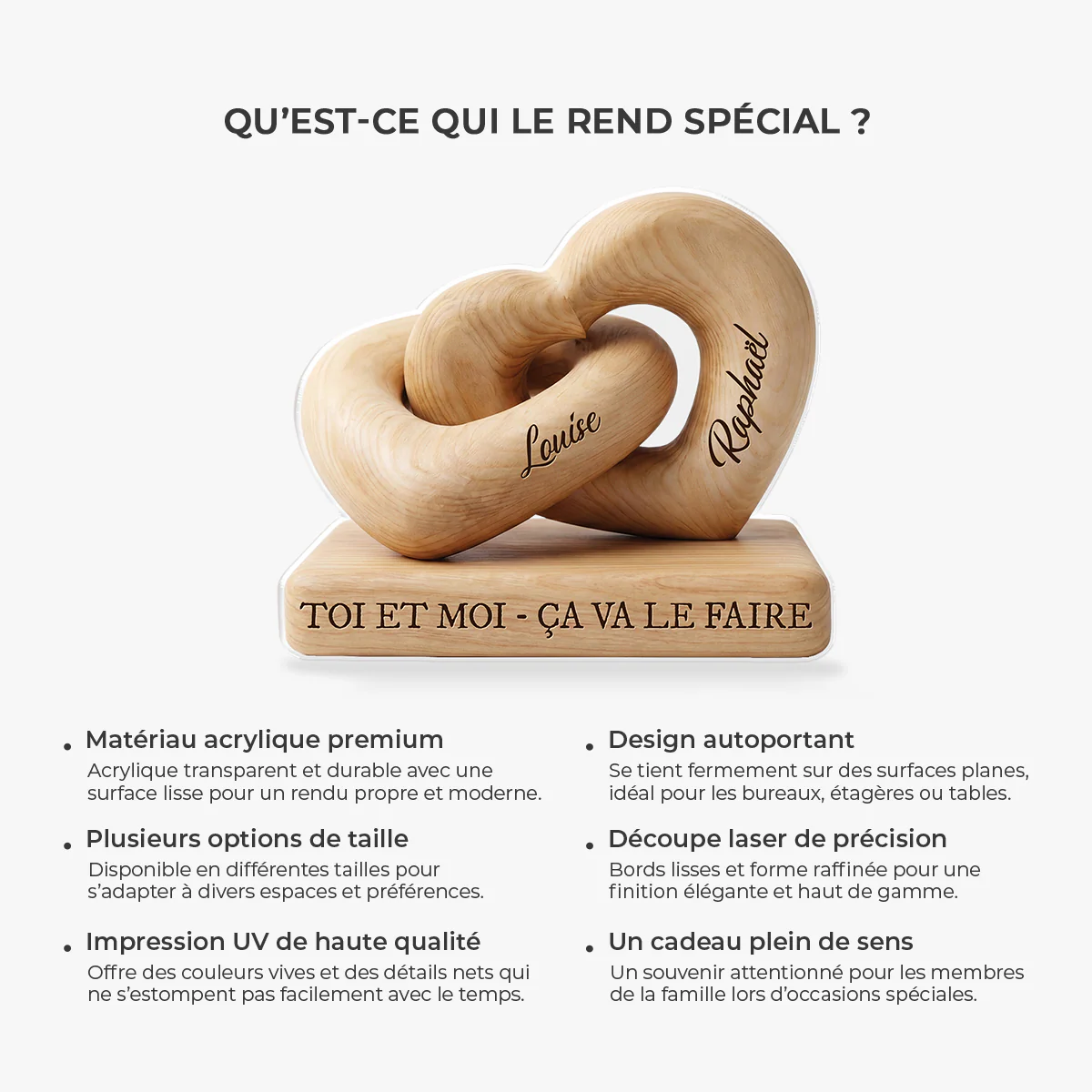 Bloc Acrylique Personnalisé Forme Originale - Cadeau Couple Ensemble Avec Prénom - Image 5