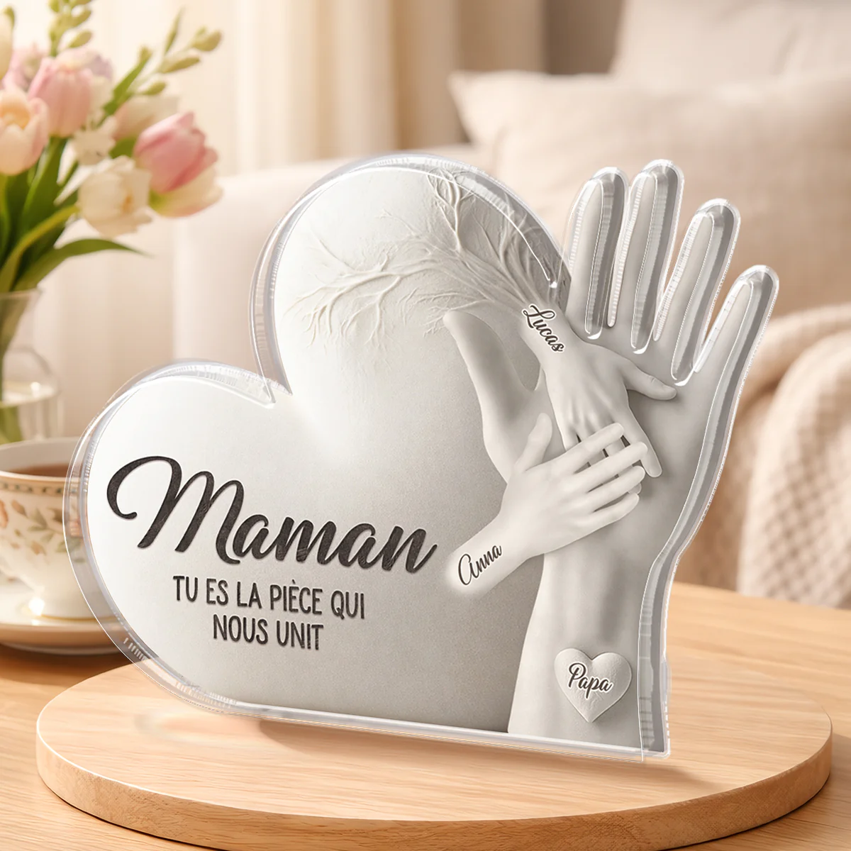Bloc Acrylique Personnalisé Forme Originale - Cadeau Papa Maman Qui Nous Unit - Image 2