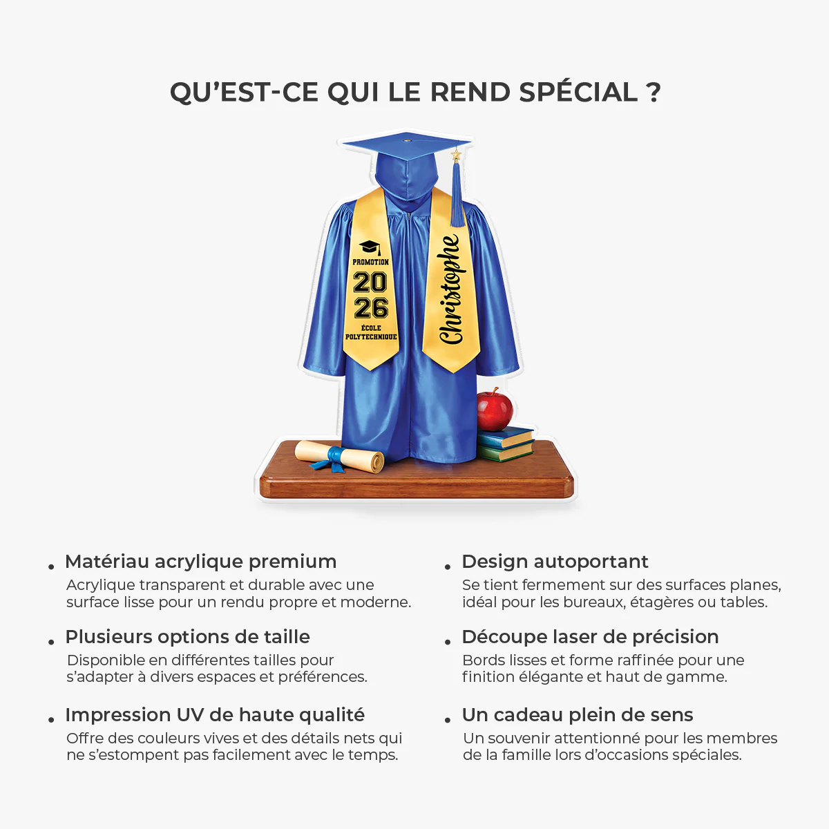 Bloc Acrylique Personnalisé Forme Originale - Cadeau Remise De Diplôme Homme/Femme - Image 5