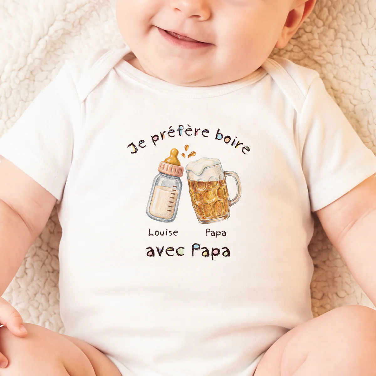 Body Bébé Personnalisé - Je Préfère Boire Avec Maman - Image 2