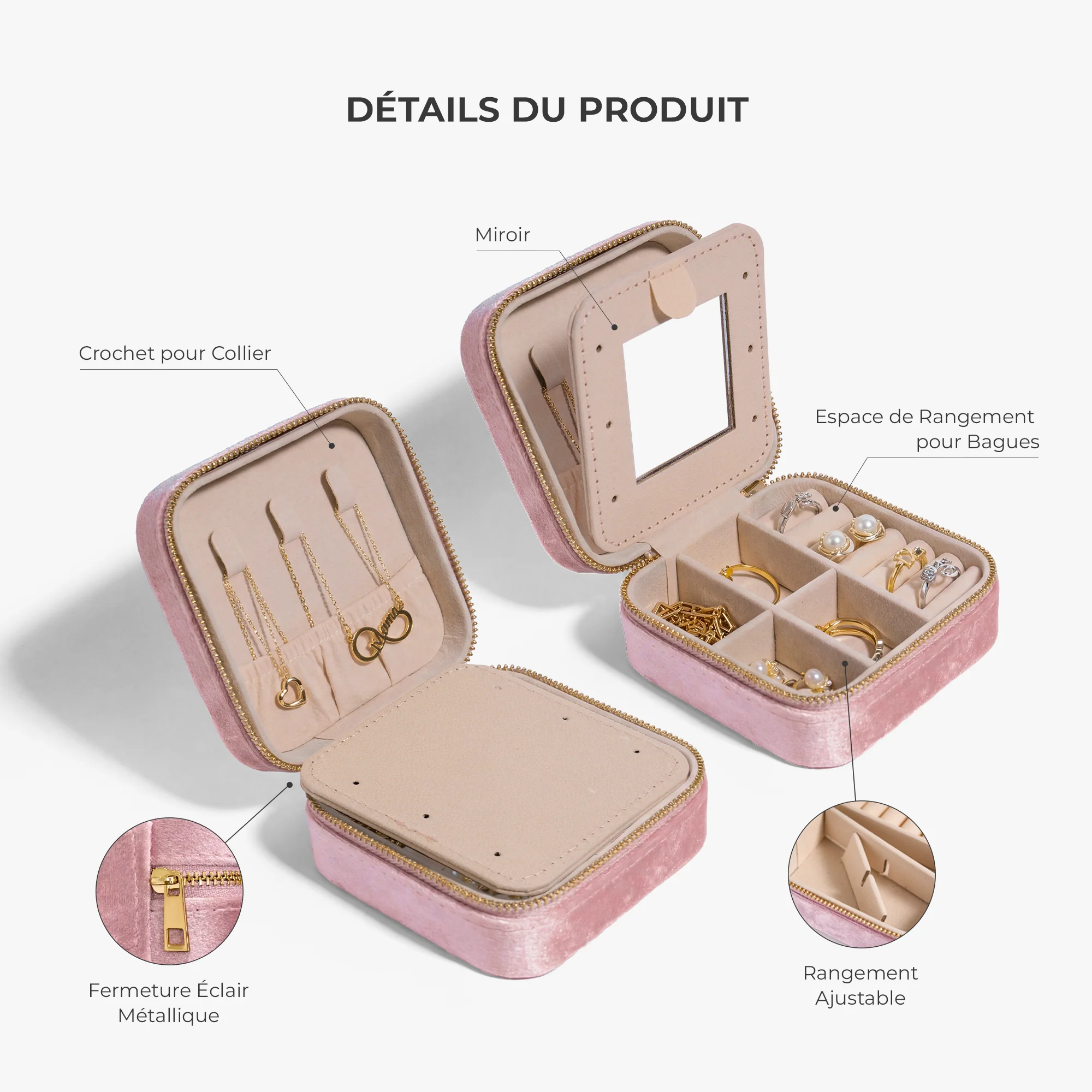 Boîte À Bijoux Personnalisée En Velours - Amour De Maman Mamie - Image 4