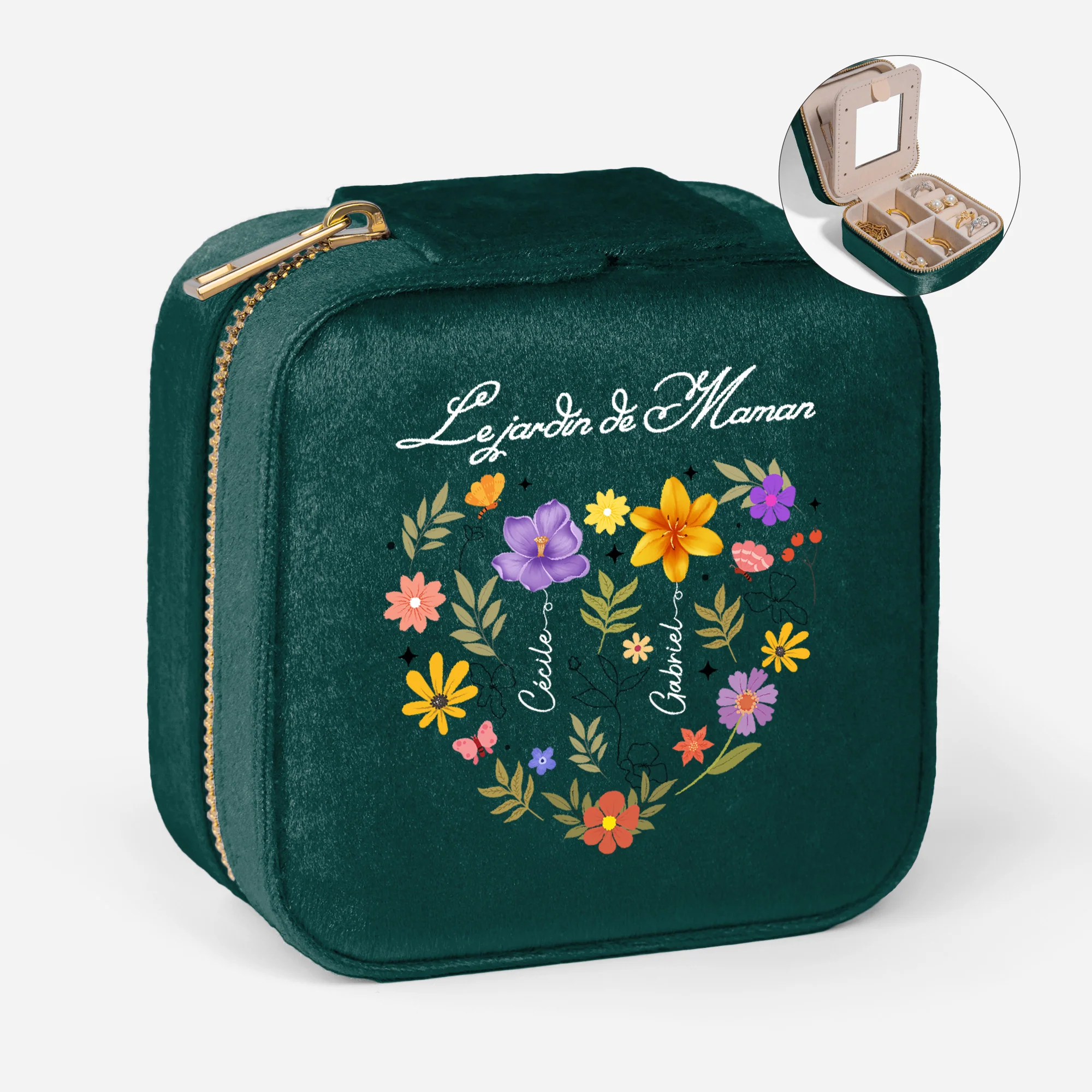 Boîte À Bijoux Personnalisé En Velours - Le Jardin De Maman Mamie
