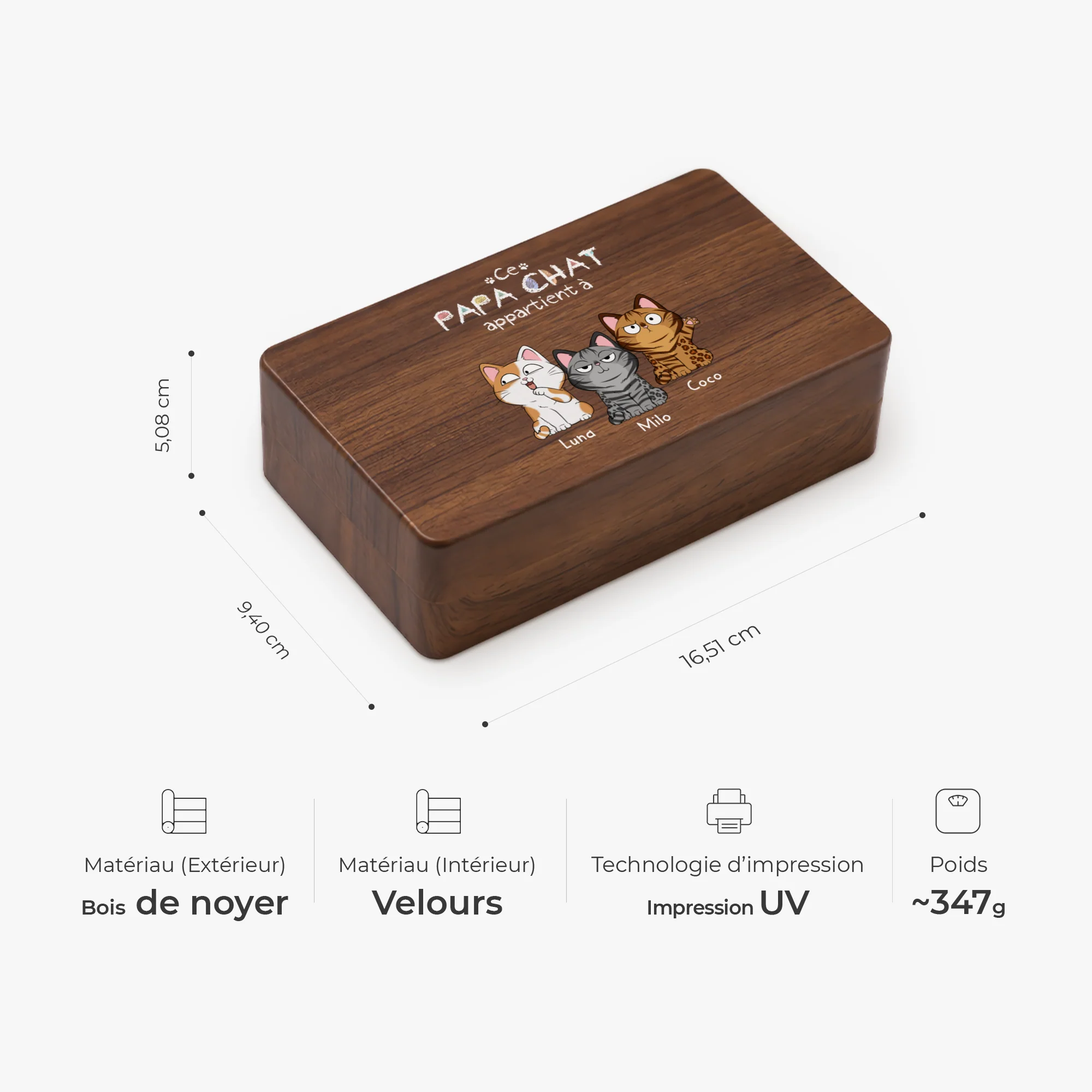 Boîte À Bijoux Personnalisée En Bois - Cette Maman Chat Appartient À - Image 3