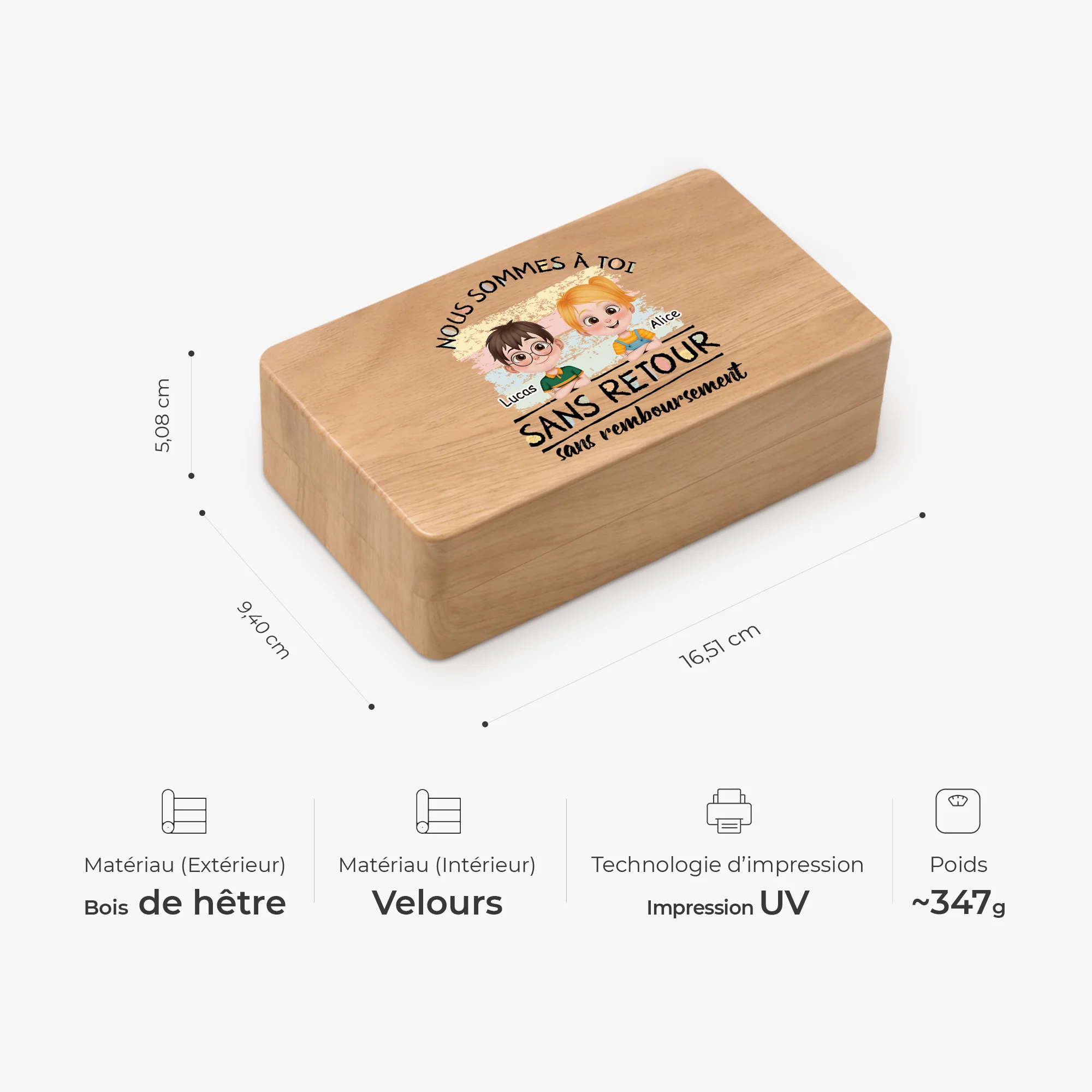 Boîte À Bijoux Personnalisée En Bois - Nous Sommes À Maman Papa Mamie Papy - Image 3