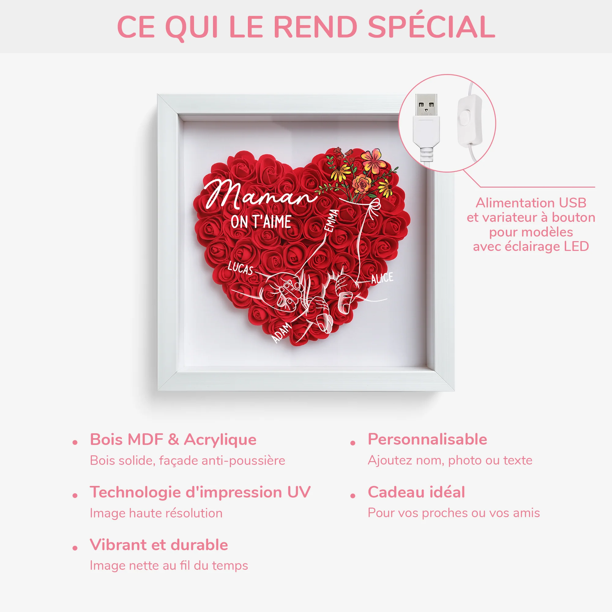 Boîte Fleur Personnalisé - Maman Mamie On T'aime - Image 4