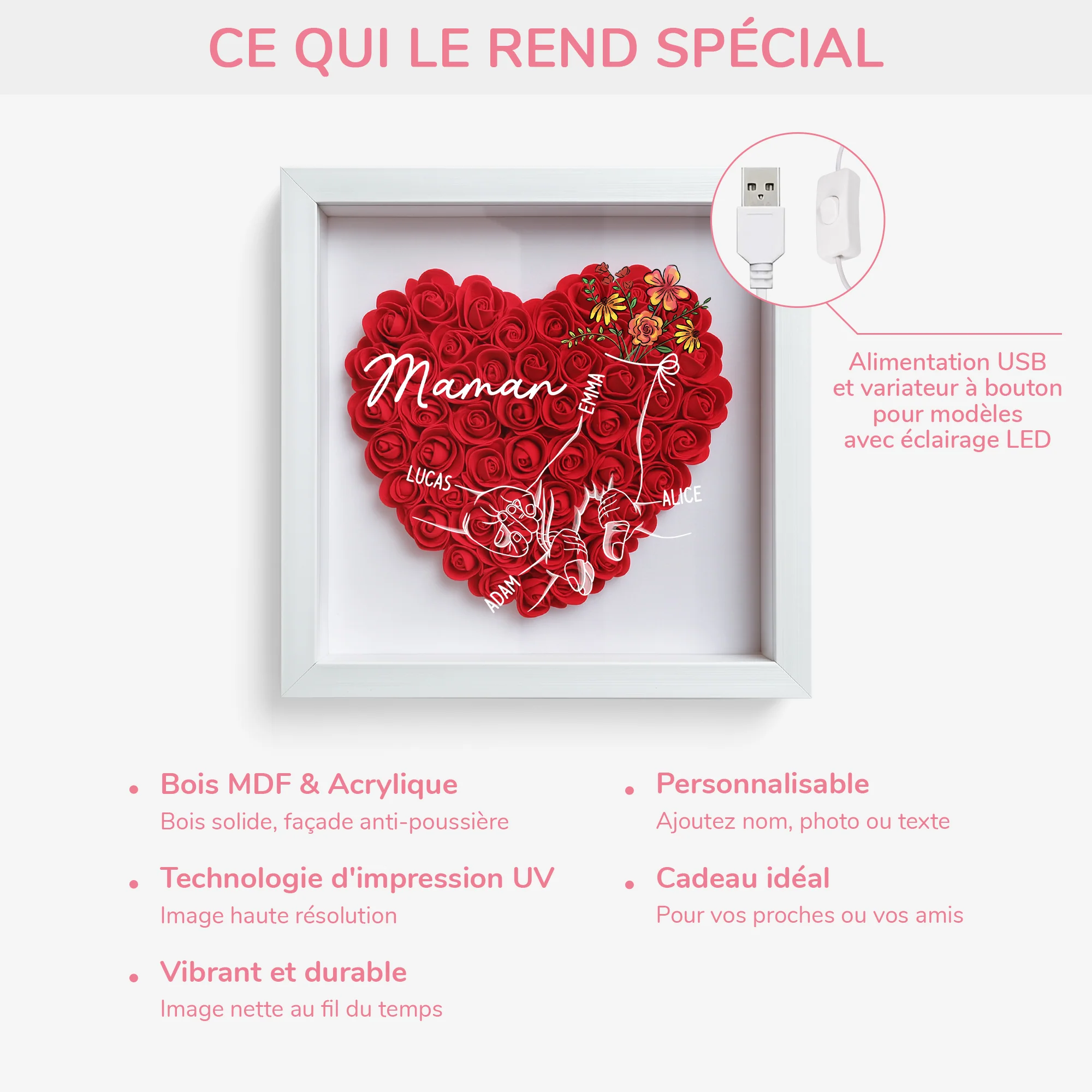 Boîte Fleur Personnalisé Pour Maman Mamie - Cadeau Maman Enfant - Image 4