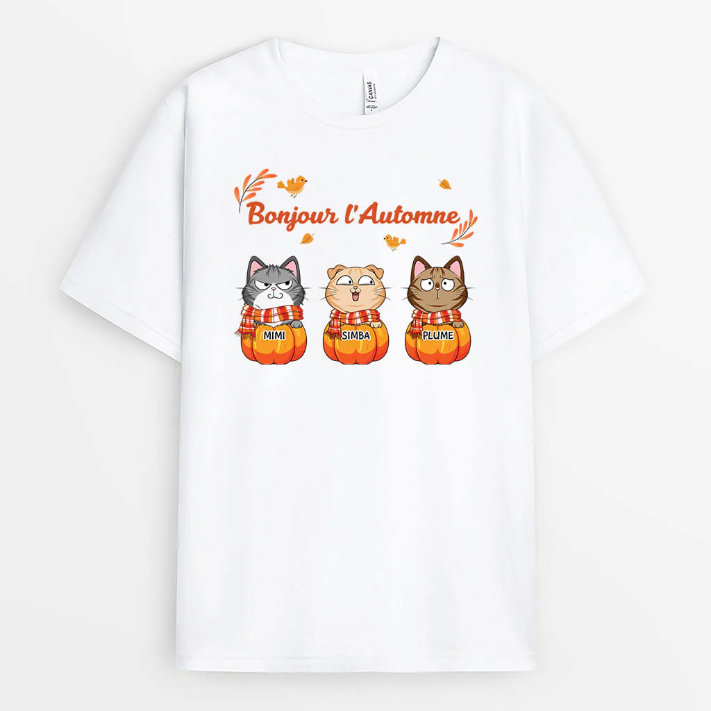 Tee Shirt Personnalisé Chat - Bonjour l'Automne