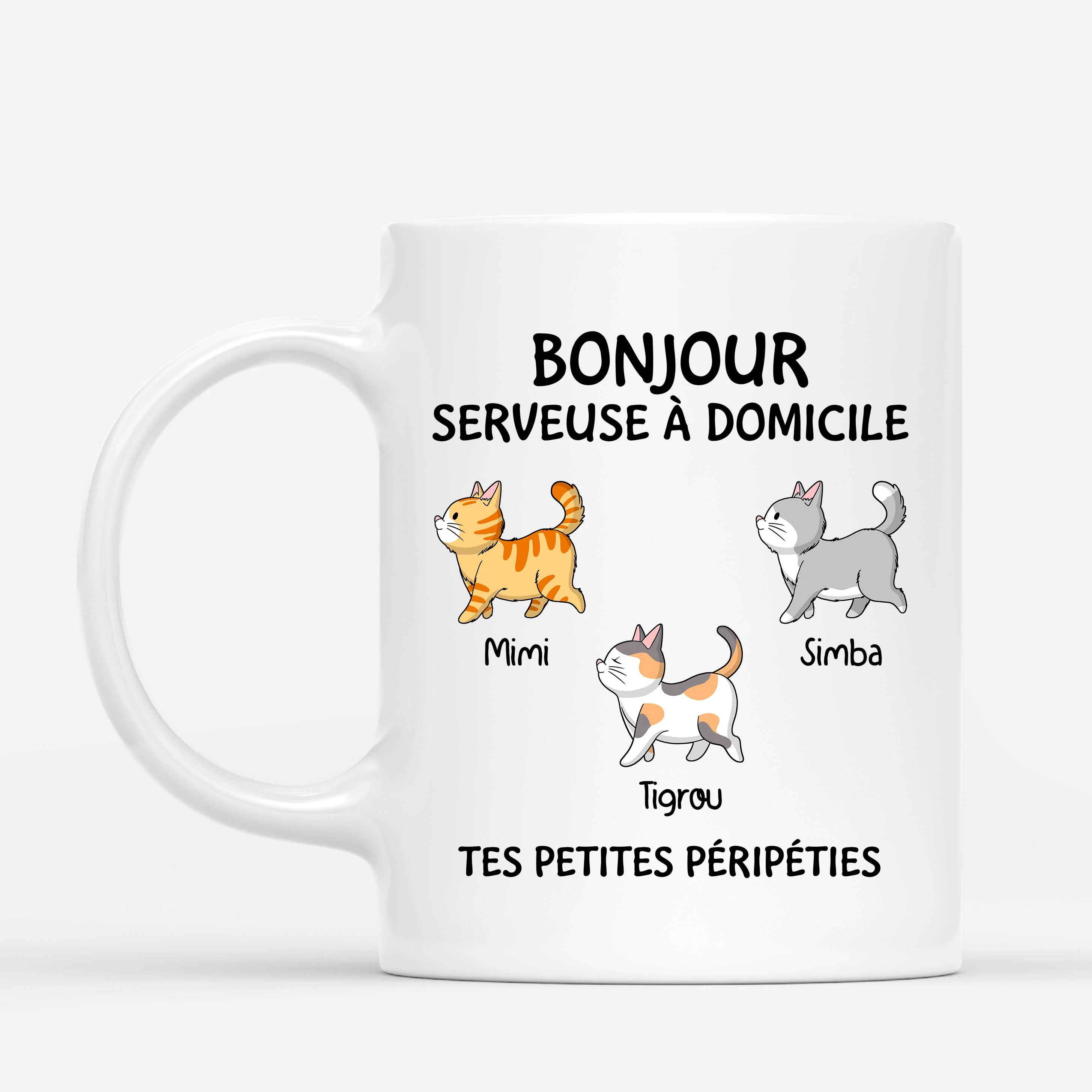 Mug Personnalisé Chat – Bonjour Serveur à Domicile