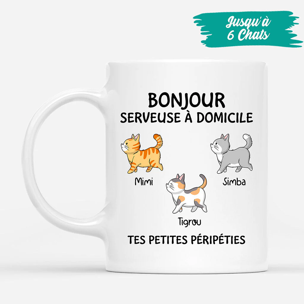Mug Personnalisé Chat – Bonjour Serveur à Domicile - Image 3