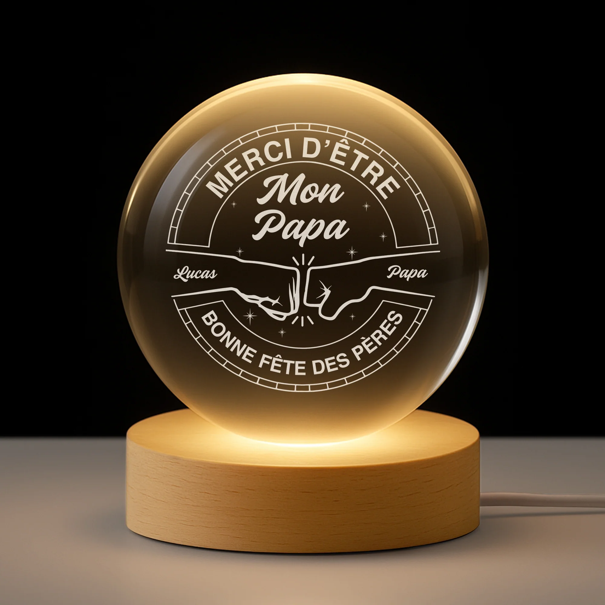 Boule De Cristal Personnalisée | Bonne Fête Des Pères Papa Papy