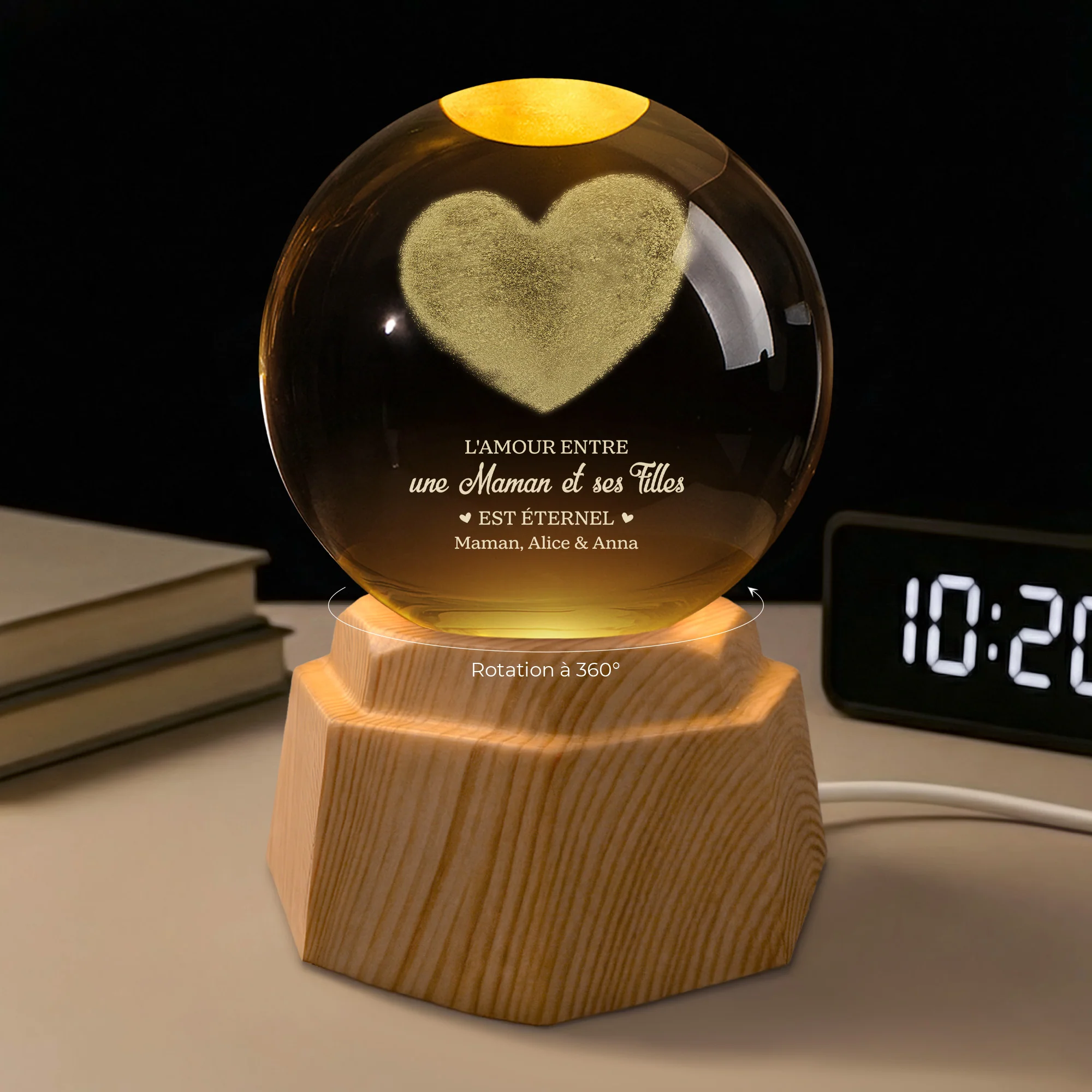 Boule En Verre Personnalisée | L’Amour Entre Maman Et Fille 3D