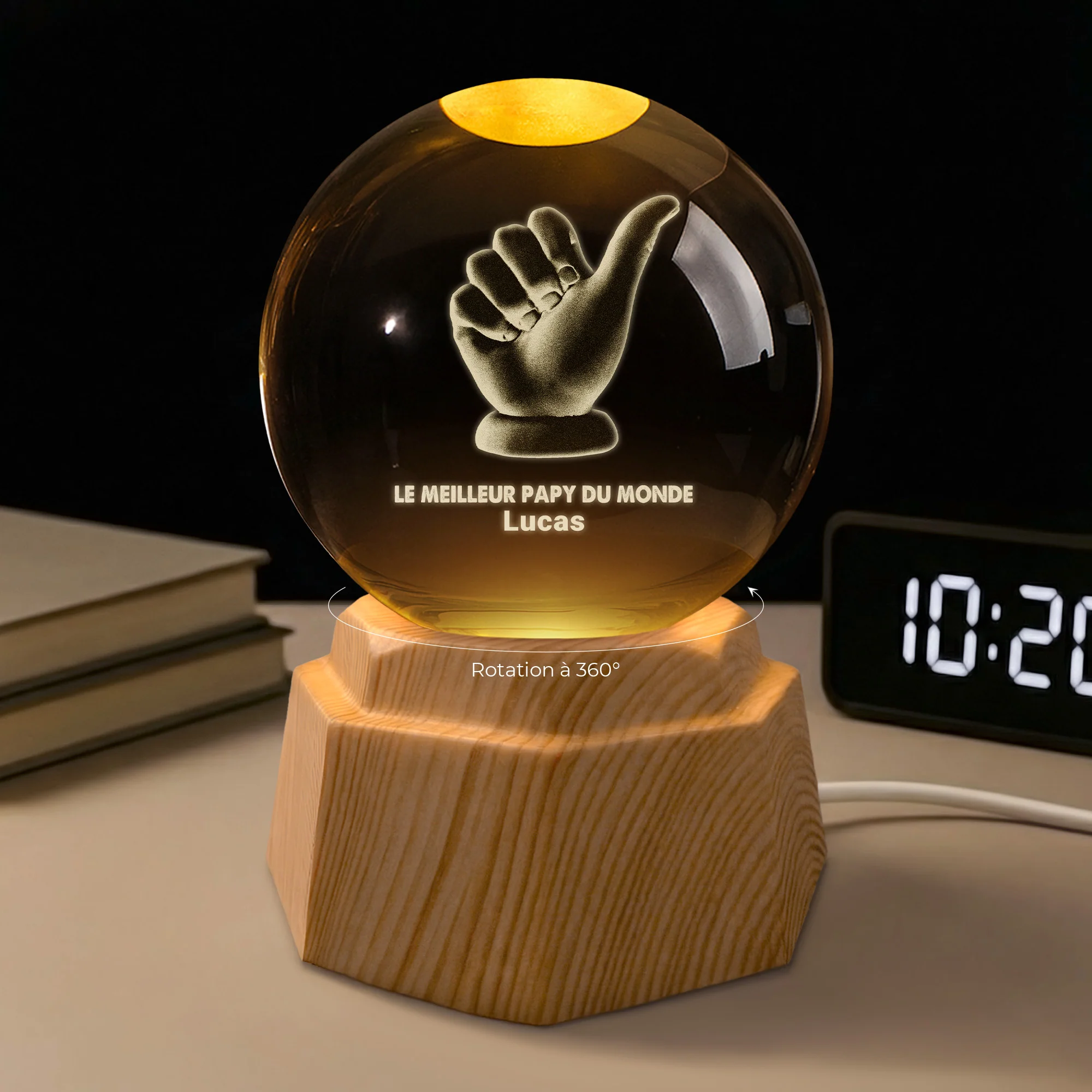 Boule Lumineuse Personnalisé | 3D Meilleur Papa Papy Maman Mamie - Image 2