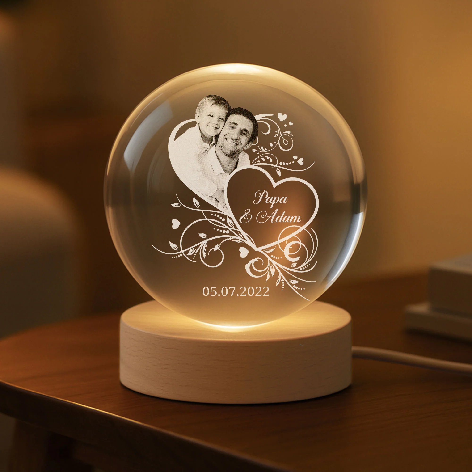 Boule De Cristal Avec Photo | Cadeau Personnalisé Pour Papa Maman - Image 2